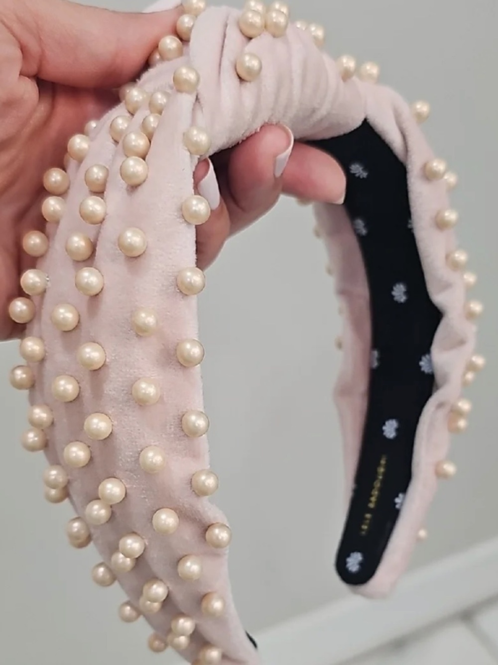 Lele Sadoughi Pearl Knotted Headband pink new